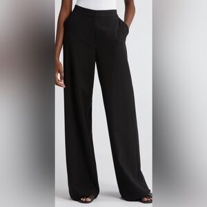 Nordstrom Black Wide Leg Linen Tailored pants